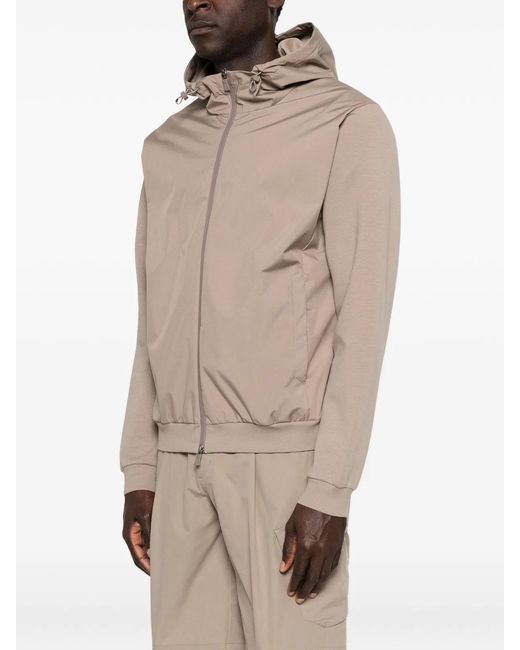 Herno Natural Polyester Hooded Zip Jacket for men