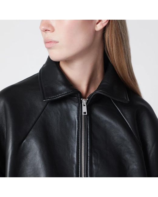 ROTATE BIRGER CHRISTENSEN Black Cropped Leather Jacket