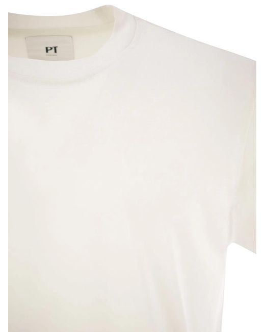 PT Torino White Silk And Cotton T-Shirt for men