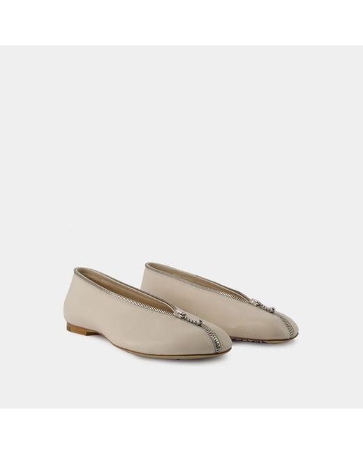 Burberry Natural Sadler Zip Ballerinas