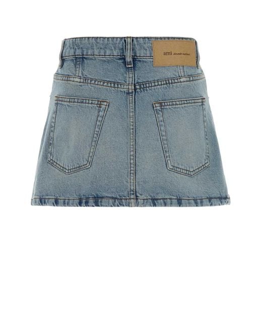 AMI Blue Ami Denim Mini Skirt