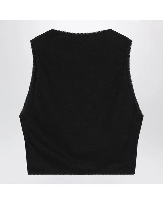 Alaïa Black Alaia Cottonblend Wrap Top