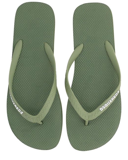 DSquared² Green Flip Plop Slipper With Logo for men
