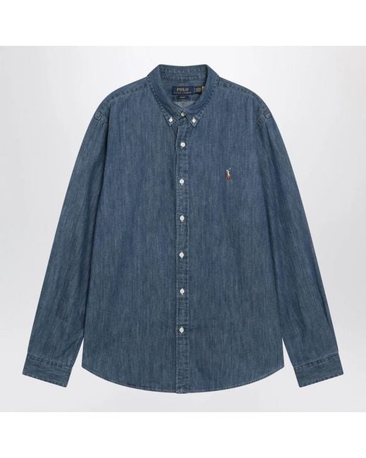 Polo Ralph Lauren Blue Slim-Fit Denim Button-Down Shirt for men