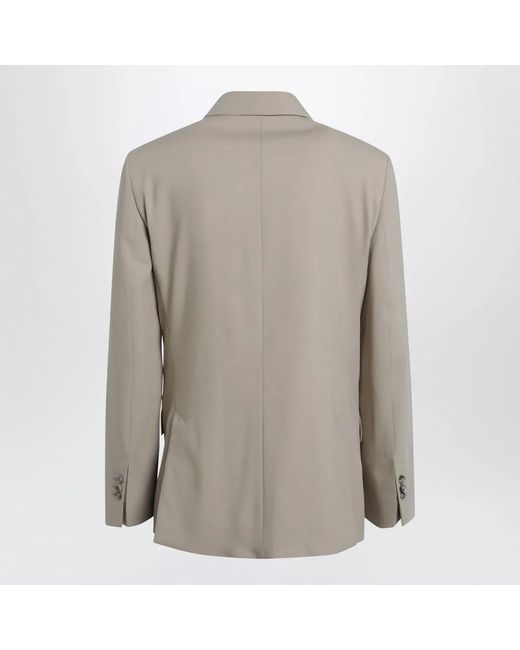 AMI Gray Doublebreasted Virgin Wool Gabardine Jacket for men