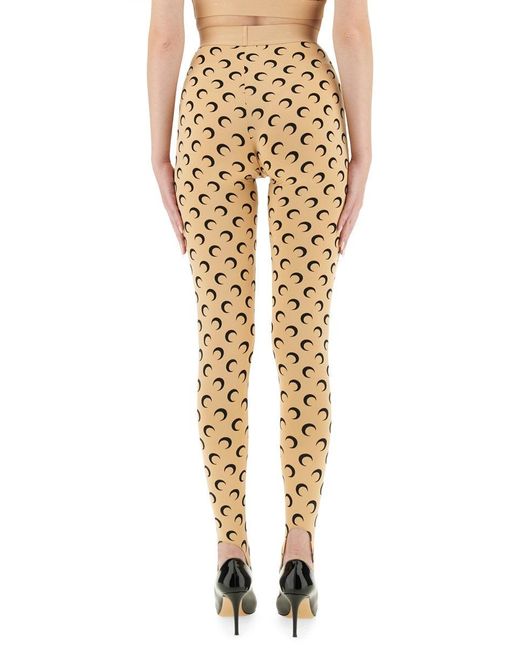 MARINE SERRE Metallic "Moon" Printed Jersey Leggings