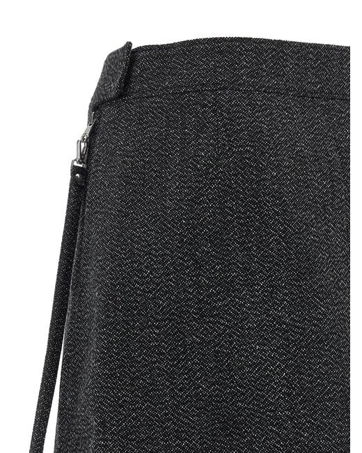 Courreges Black 'Zipped Caviar Mini' Skirt