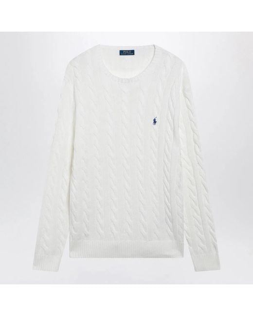 Polo Ralph Lauren White Cable-Knit Cotton Sweater for men