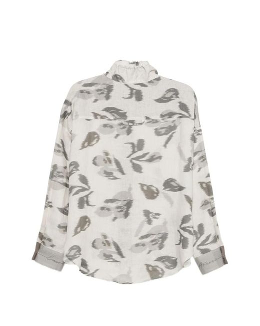 Emporio Armani White Printed Linen Shirt