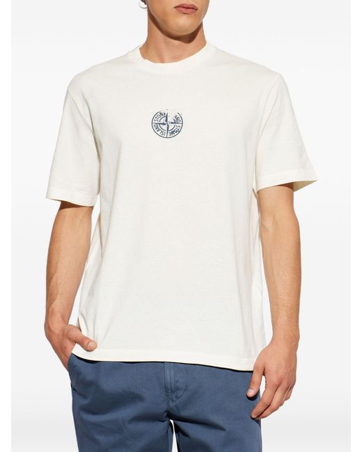 Stone Island White Cotton Ss T-Shirt for men