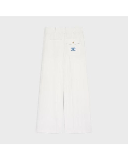 Céline White Triomphe-Embroidered Trousers