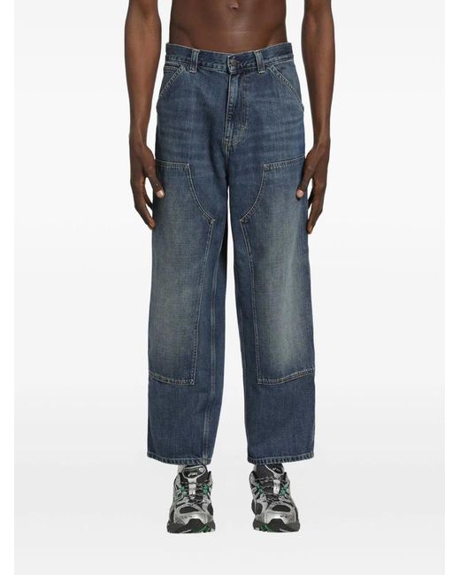 Carhartt Blue Double Knee Cotton Trousers for men