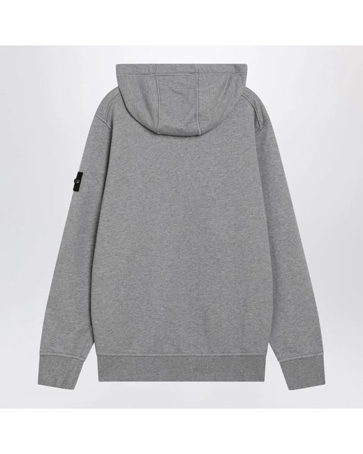 Stone Island Gray Mélange Cotton Hoodie for men