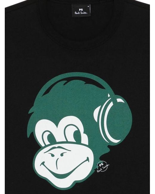 Paul Smith Black Ps Paul Smith Monkey Headphone Cotton T-Shirt for men