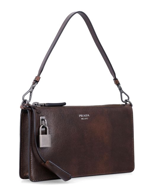 Prada Brown Dark Leather Card Holder for men