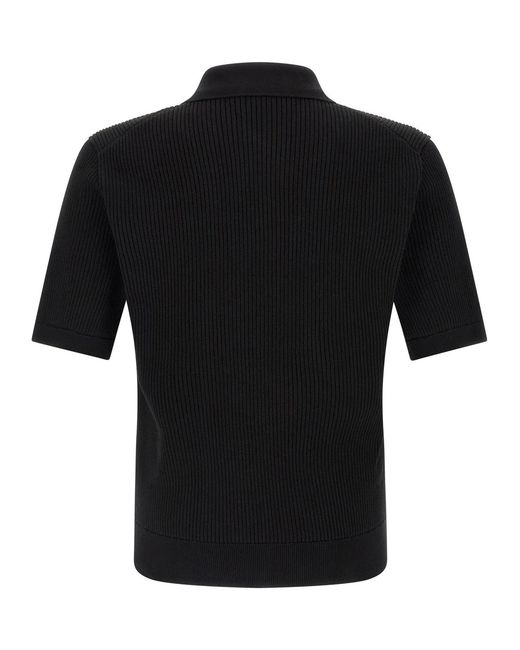 Dolce & Gabbana Black Dolce & Gabbana Micro-Ribbed Polo Shirt for men
