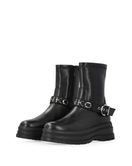 Pinko Black Leather Rubber Shoes