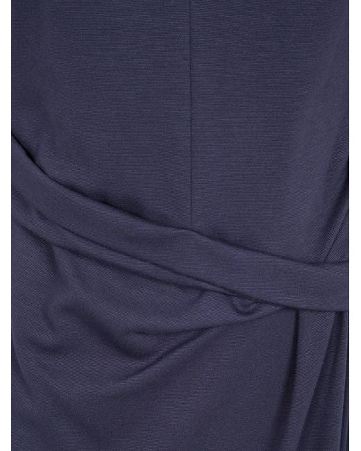 Giorgio Armani Blue Midi Turtle Neck Dress
