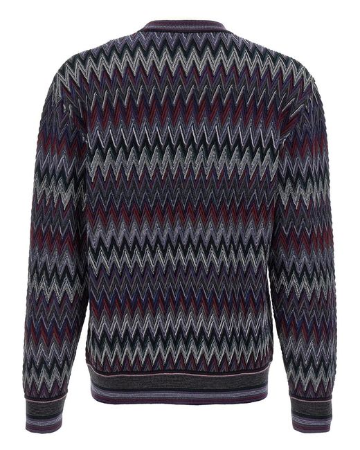 Missoni Blue Zigzag Pattern Sweater for men