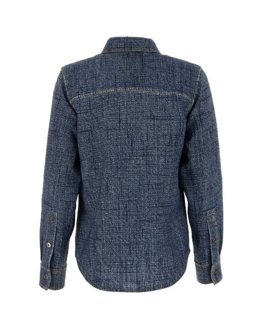 Bottega Veneta Blue Printed Viscose Blend Shirt