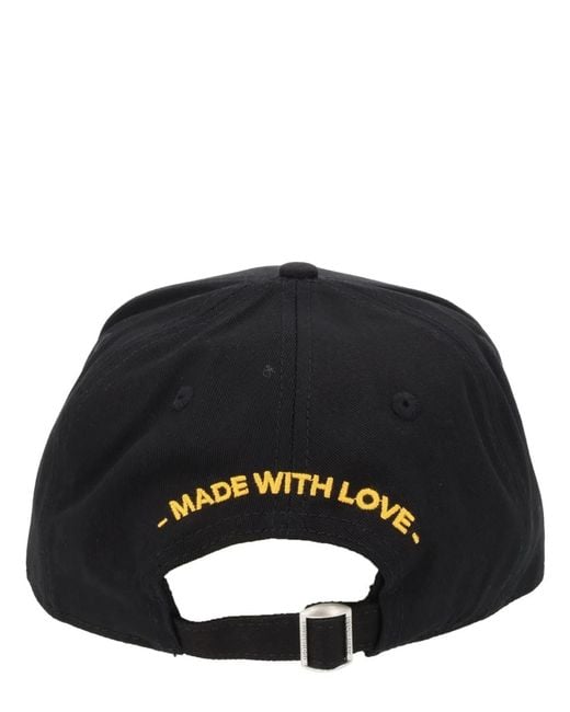 DSquared² Black Baseball Hat With Logo Patch for men