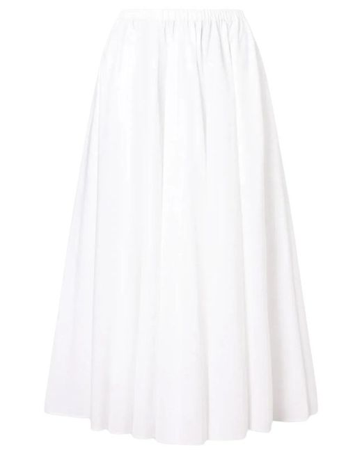 Patou White Cotton Midi Skirt