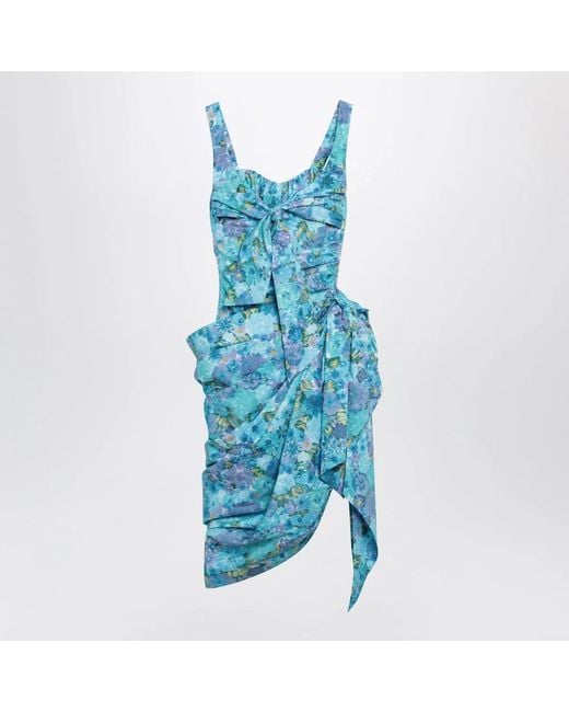 Chloé Blue Sleeveless Wrap Bustier Midi Dress