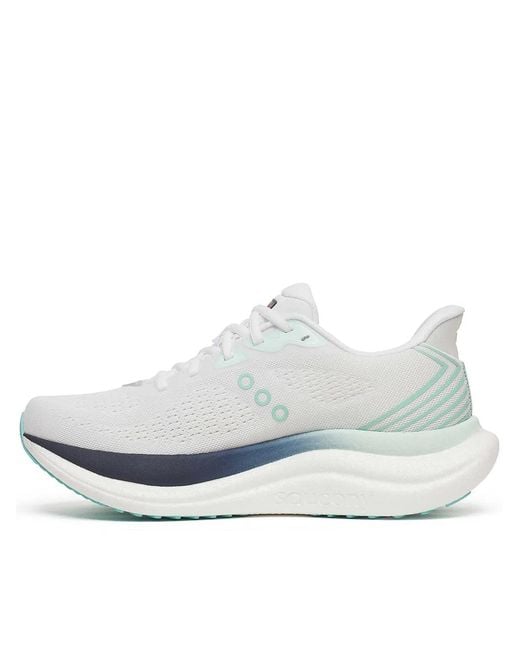 Saucony White Dynamic And Mint Running Sneakers