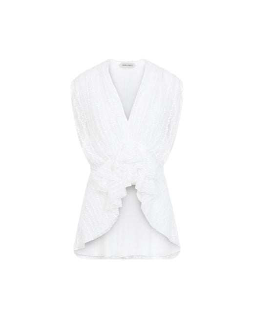 Alberta Ferretti White Tulle Top