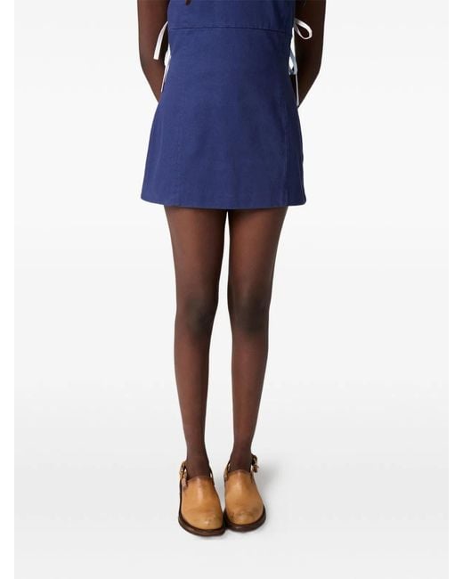 Miu Miu Blue Backless Logo Mini Dress