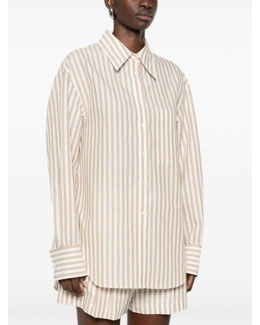 IRO White Azaloa Striped Cotton Blouse