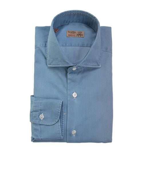 Barba Napoli Blue Denim Long-Sleeved Shirt for men