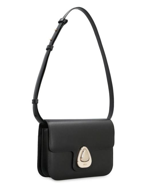 A.P.C. Black Leather Small Astra Crossbody Bag