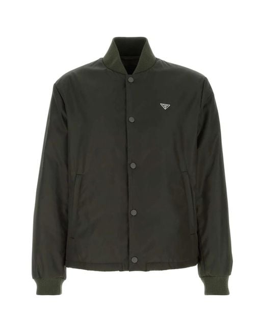 Prada Black Bottle Nylon Bomber Jacket for men
