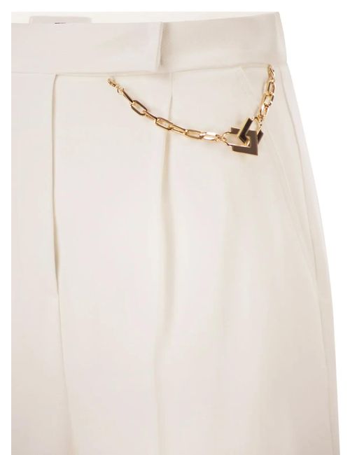Elisabetta Franchi White Gabardine Shorts With Jewelled Logo