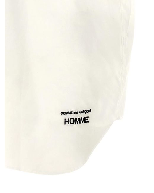 Comme Des GarÃ§ons Homme White Logo Embroidery Shirt for men