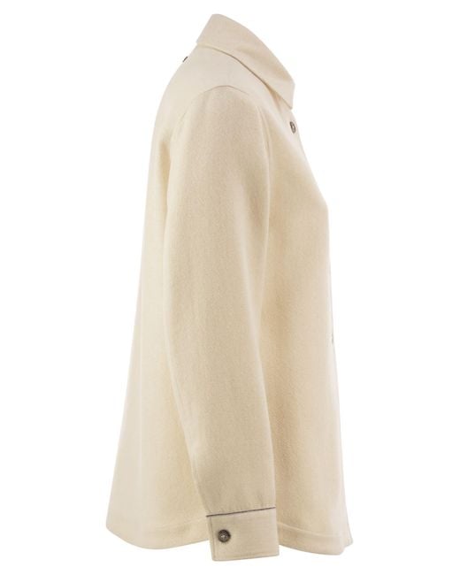 Peserico Natural Virgin Wool Overshirt With Cashmere And Metallic Yarn