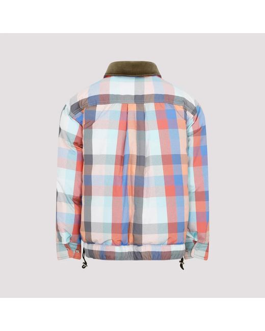 Sacai Blue Plaid Padded Blouson for men