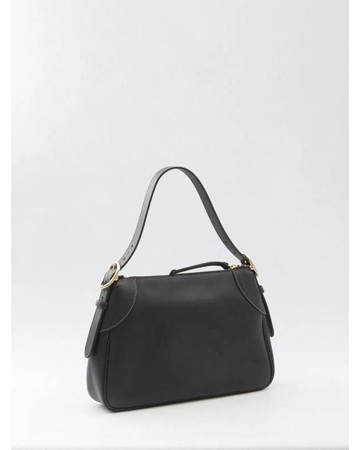 Gucci Black Leather Medium Gg Emblem Shoulder Bag