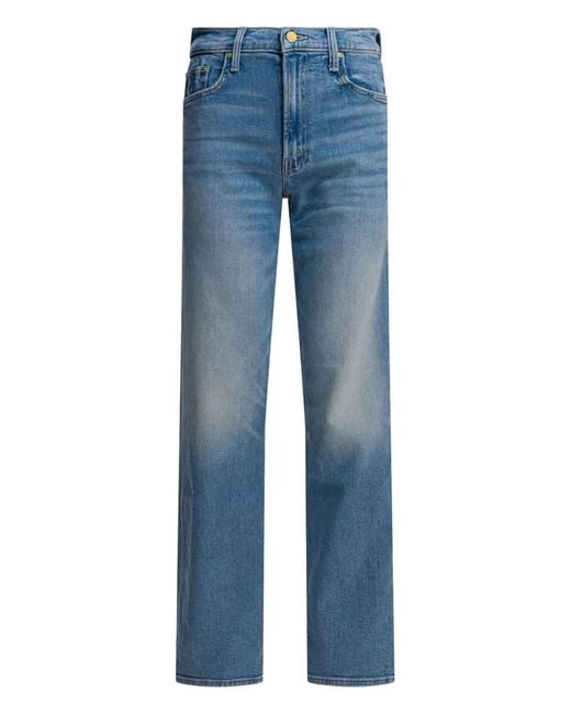 Mother Blue The Spinner Zip Sneak Denim Jeans