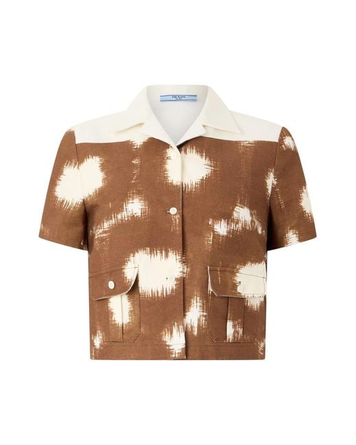 Prada Brown Printed Cotton Shirt