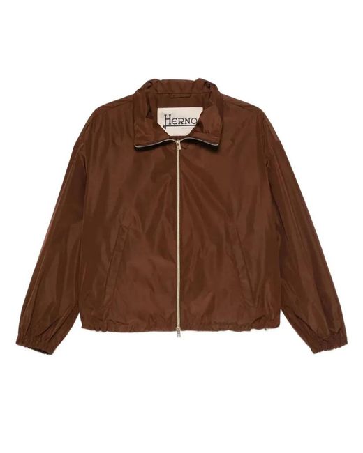 Herno Brown New Techno Taffeta Short Jacket