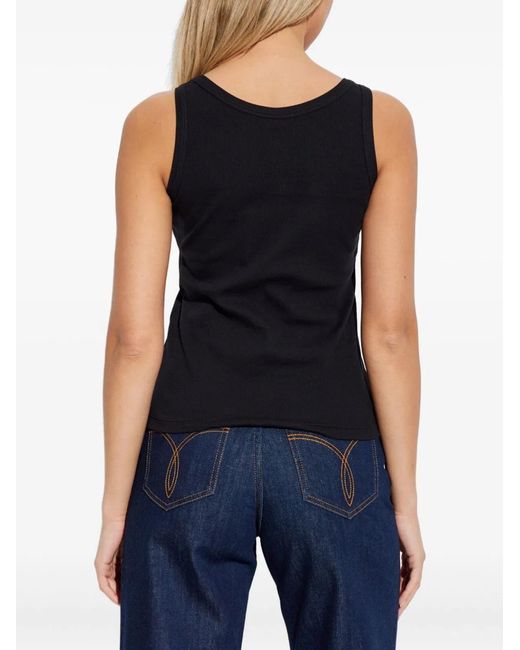 Versace Black Logo Cotton Tank Top