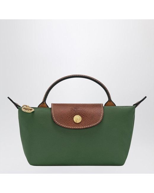Longchamp Green Le Pliage Original Clutch Bag