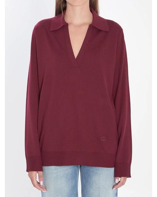Gucci Red Wool Polo