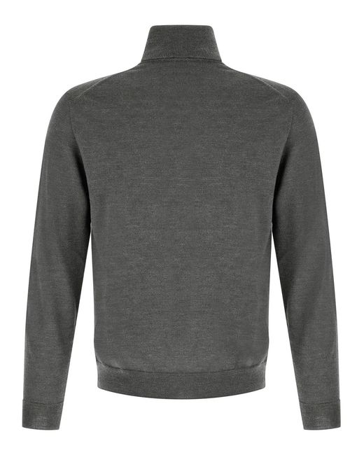 Zanone Gray Turtle-Neck Sweater for men