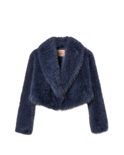 Twinset Blue Fur Jacket