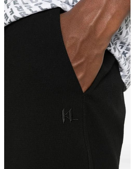 Karl Lagerfeld White Logo-Embroidered Elasticated Shorts for men