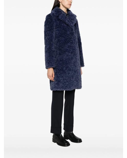 Herno Blue Faux-Fur Lapel-Collar Coat