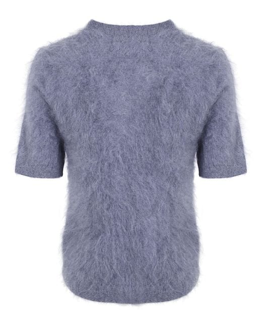 SEVENTY VENEZIA Blue Short-Sleeve Cashmere Sweater